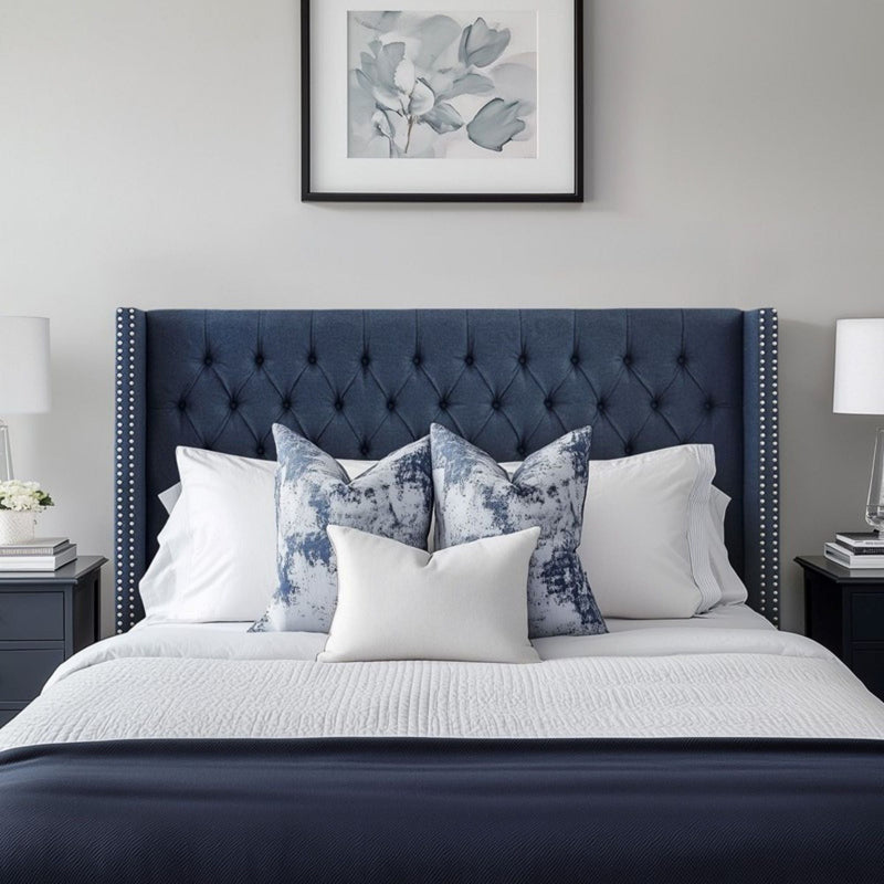 Transitional Upholstery Headboard With Tufted Buttons And Nailhead Trim by HouseOfZazla