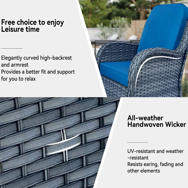 Wicker Patio Furniture Set - 3 Piece Rattan Outdoor Sectional Conversation Set by HouseOfZazla