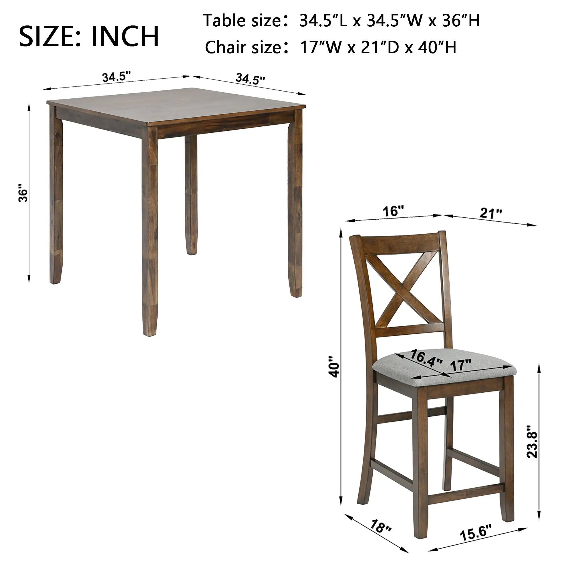 5 Piece Dining Table Set, Wooden Dining Square Table Set For 4 by Unique Piece Furniture
