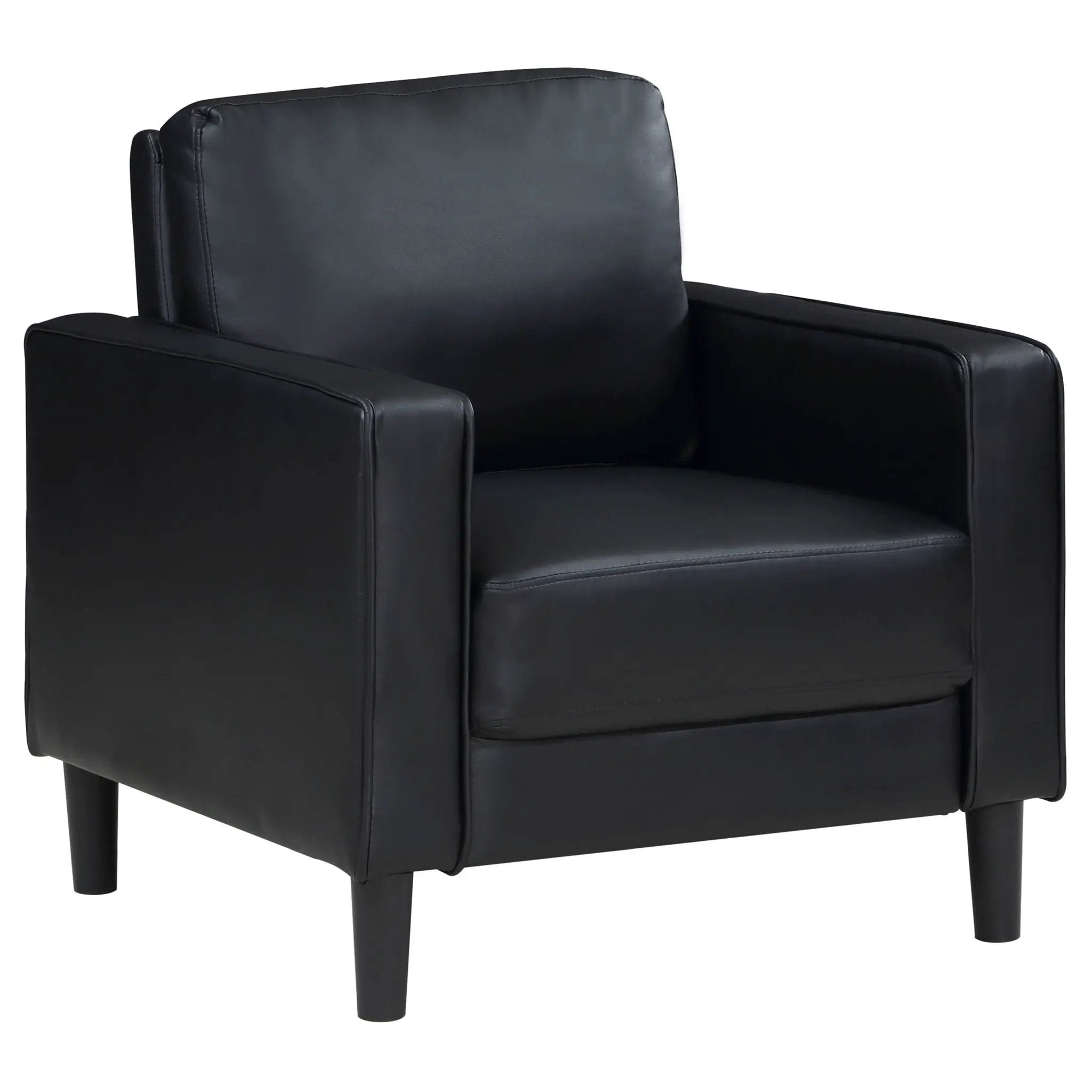 Weld 3 Piece Upholstered Track Arm Sofa Set - Black