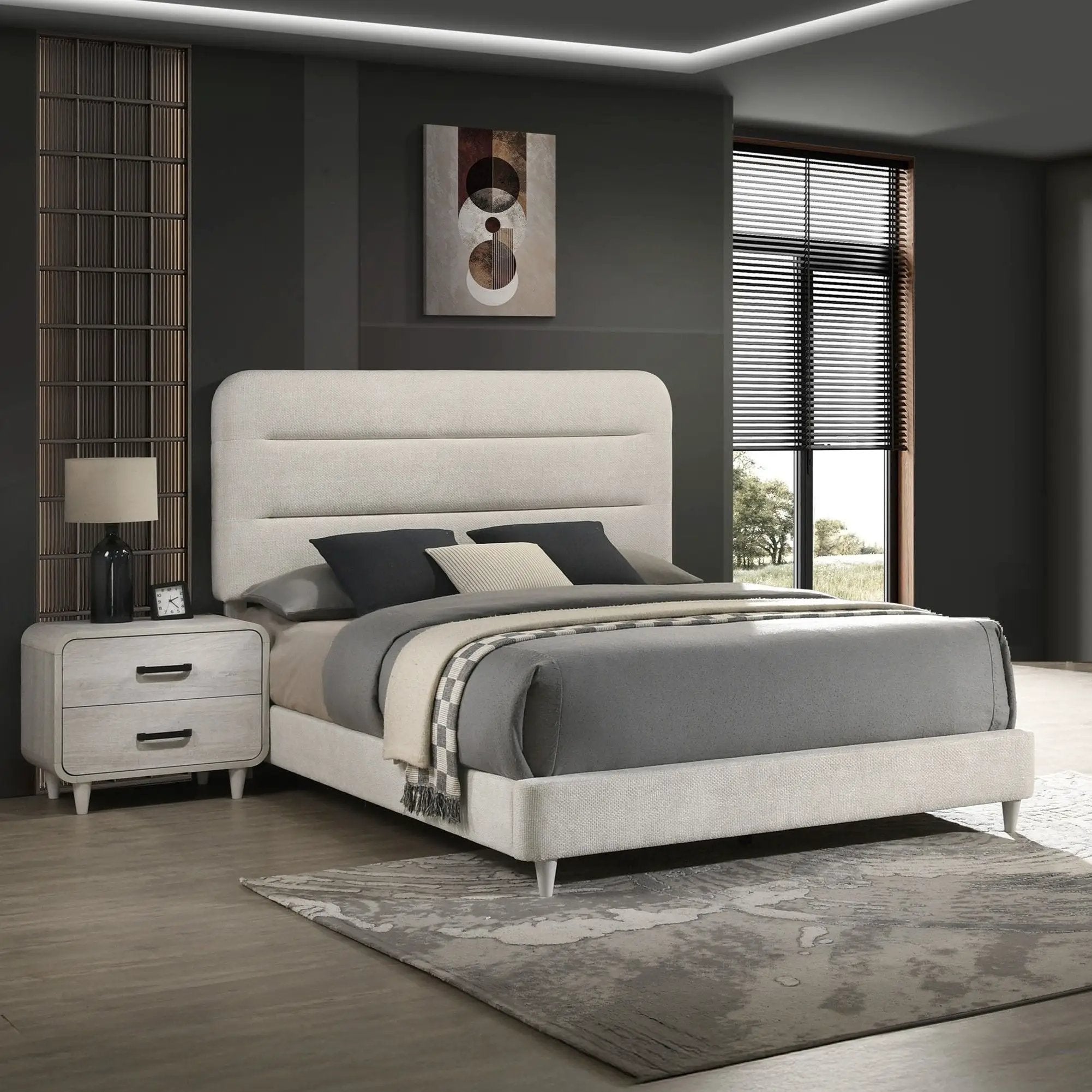 Upholstered Panel Bed, Sleek Lines by Unique Piece Furniture