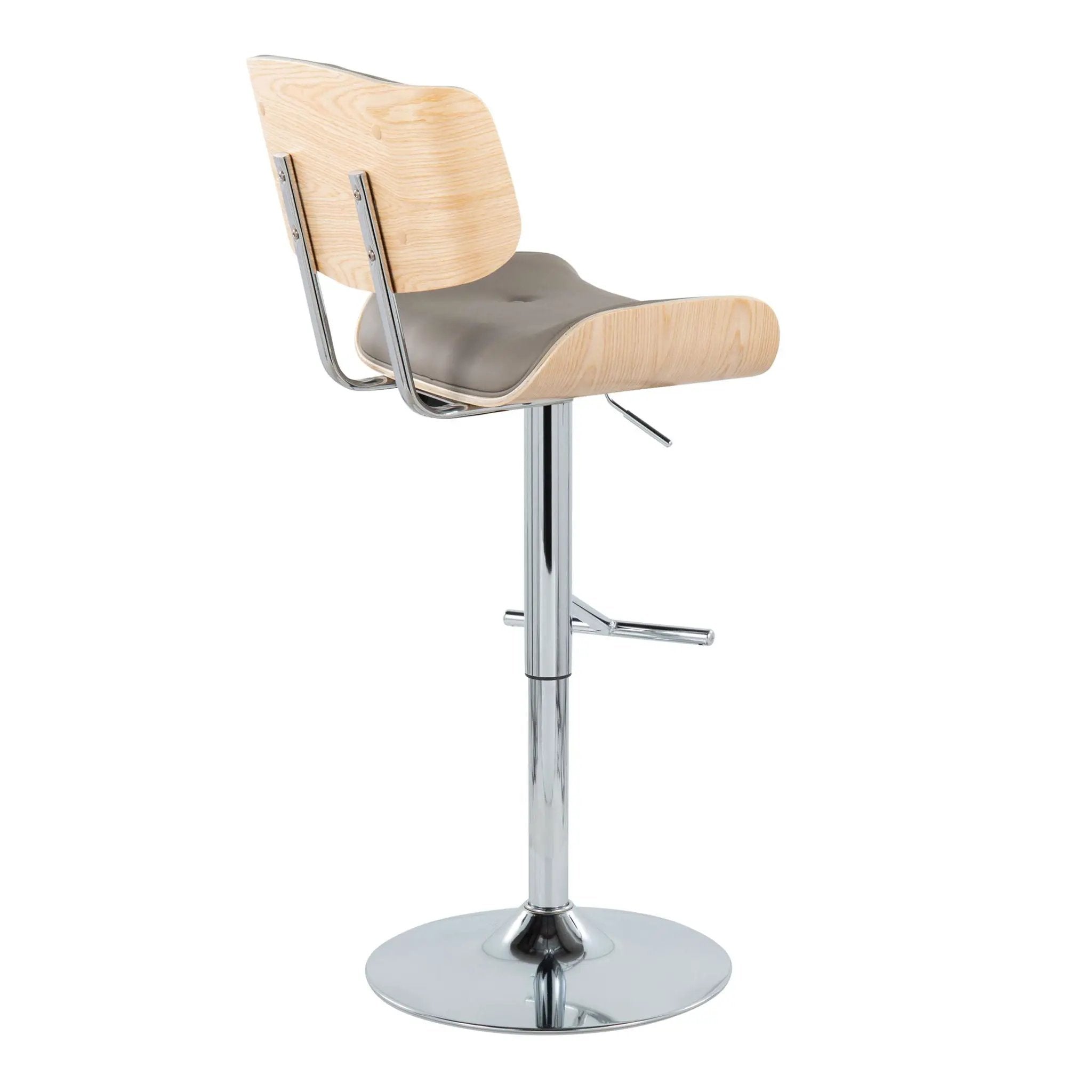 Lombardi - Contemporary Adjustable Barstool With Swivel With Straight T Footrest (Set of 2) by Unique Piece Furniture