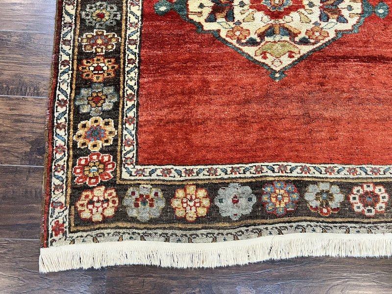 Antique Persian Bidjar Rug 4x8, Triple Medallions, Handmade Oriental Carpet, 1920s Rug, Wool Rug, Red by Jewel Rugs