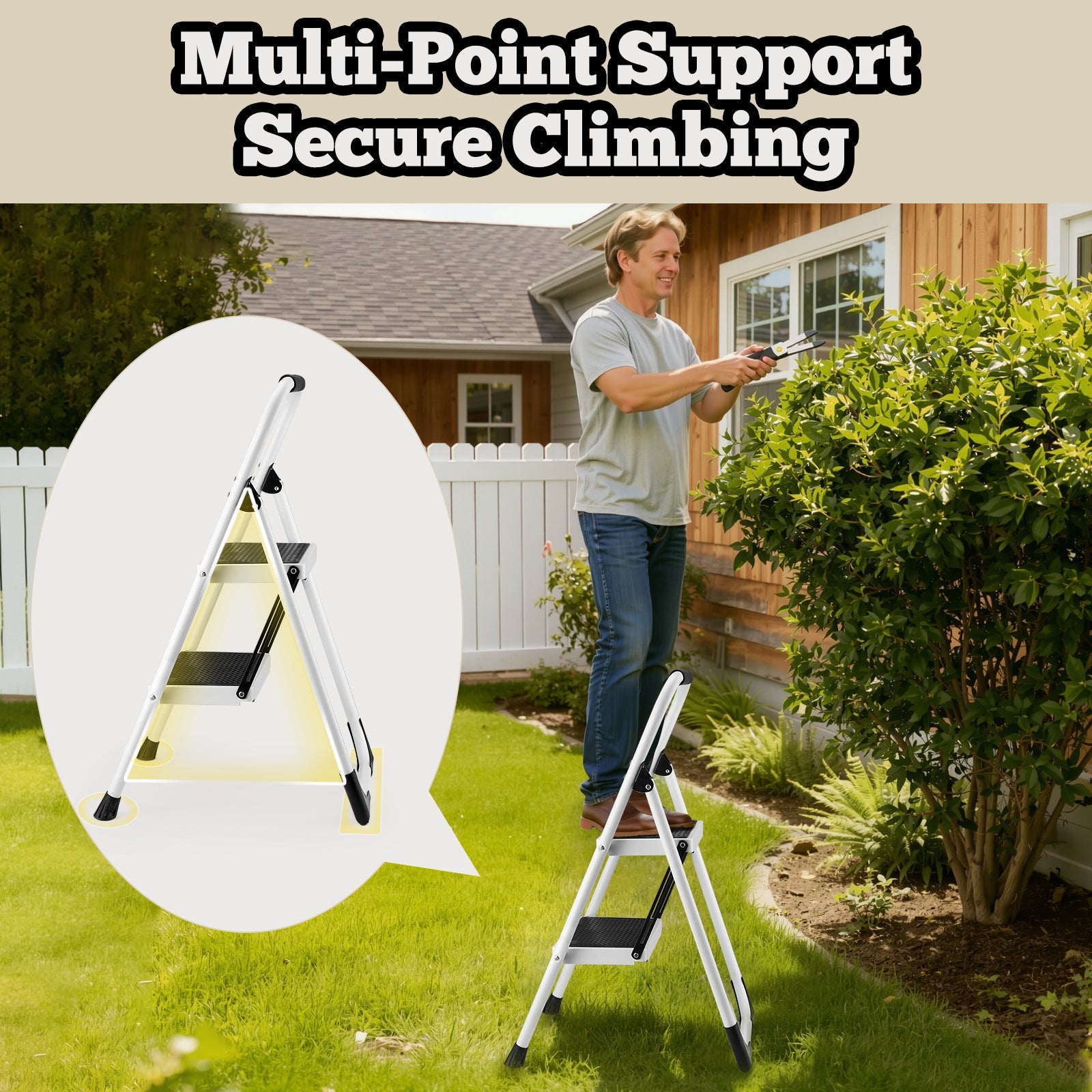 2 Step Ladder Folding Step Stool with Anti-Slip Wide Pedal by HouseOfZazla