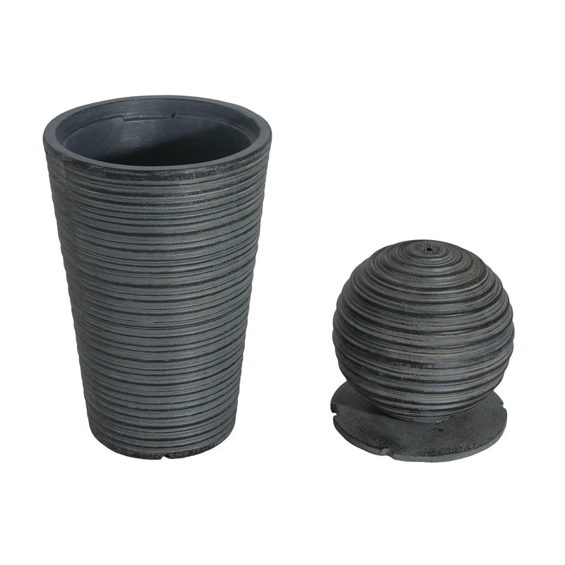 31.5" Tall Striped Column Fountain With LED Light Design For Outdoor Spaces - Gray by HouseOfZazla