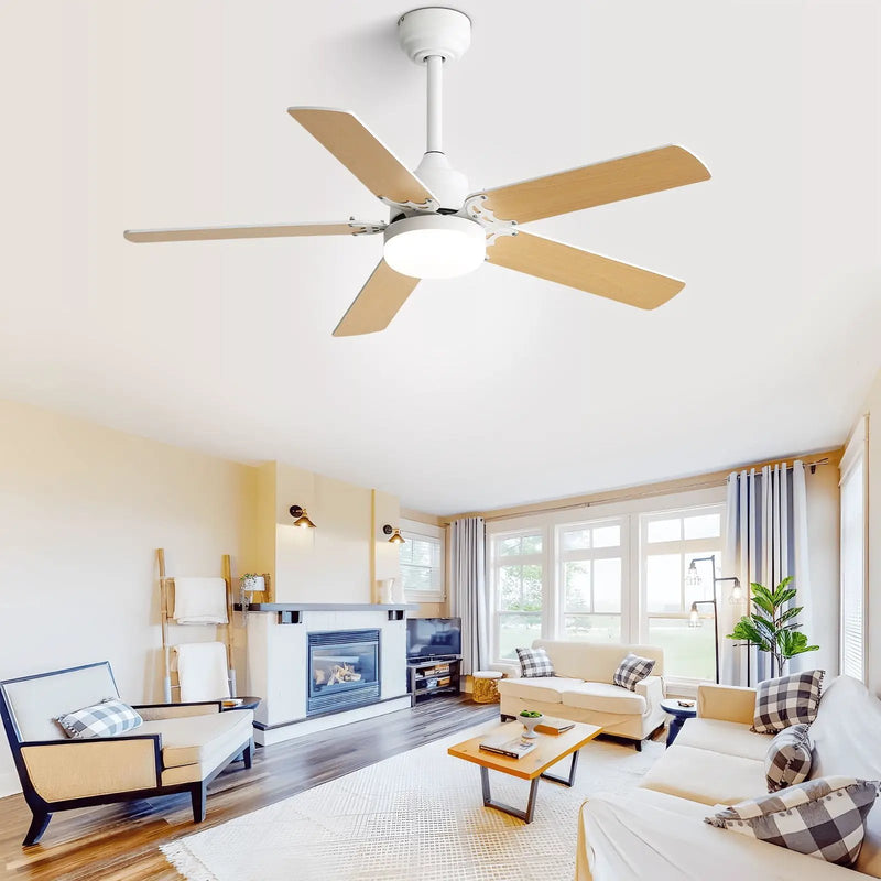 Modern Ceiling Fan With 3 Color Dimmable Light 5 Blades Remote Control Reversible Dc Motor - White by HouseOfZazla