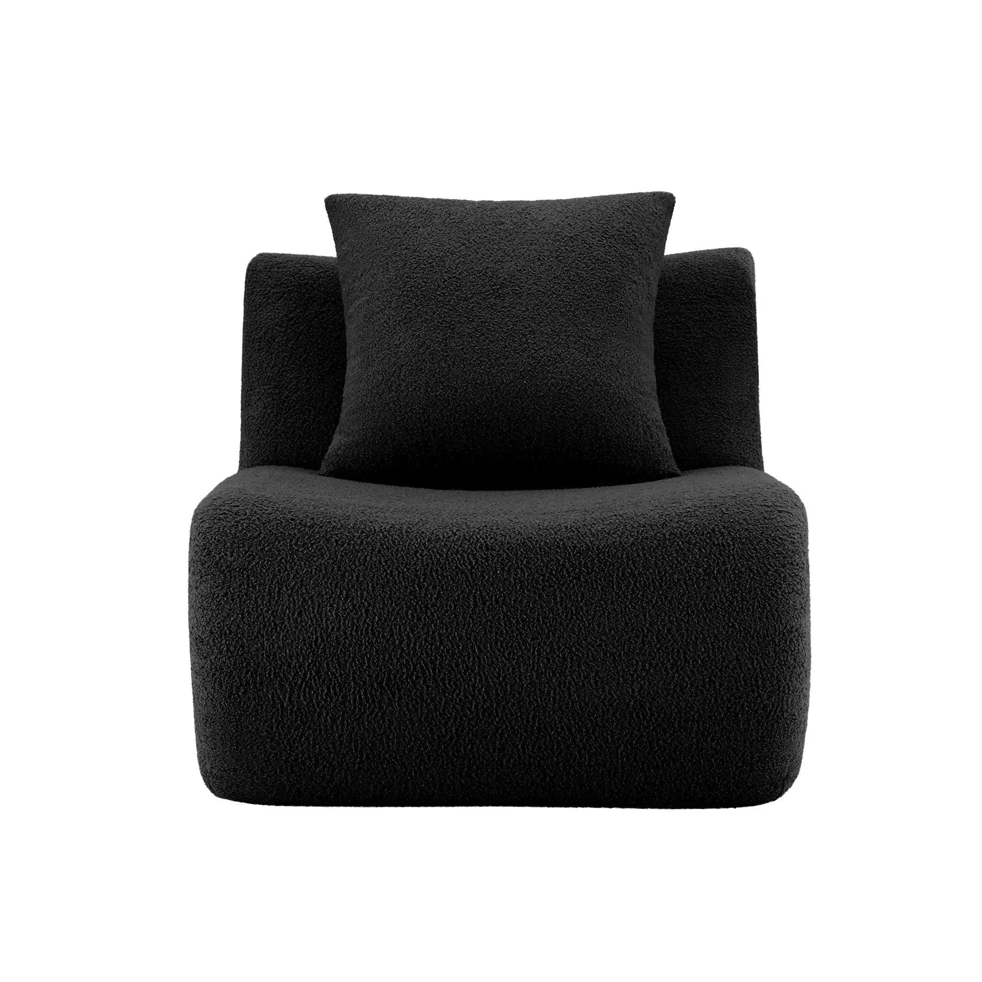 Armless Sofa With Pillow Teddy Fabric - Black by HouseOfZazla