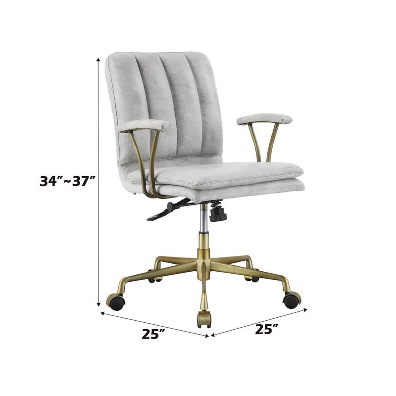 Damir - Office Chair - Vintage White Top Grain Leather & Chrome by Unique Piece Furniture