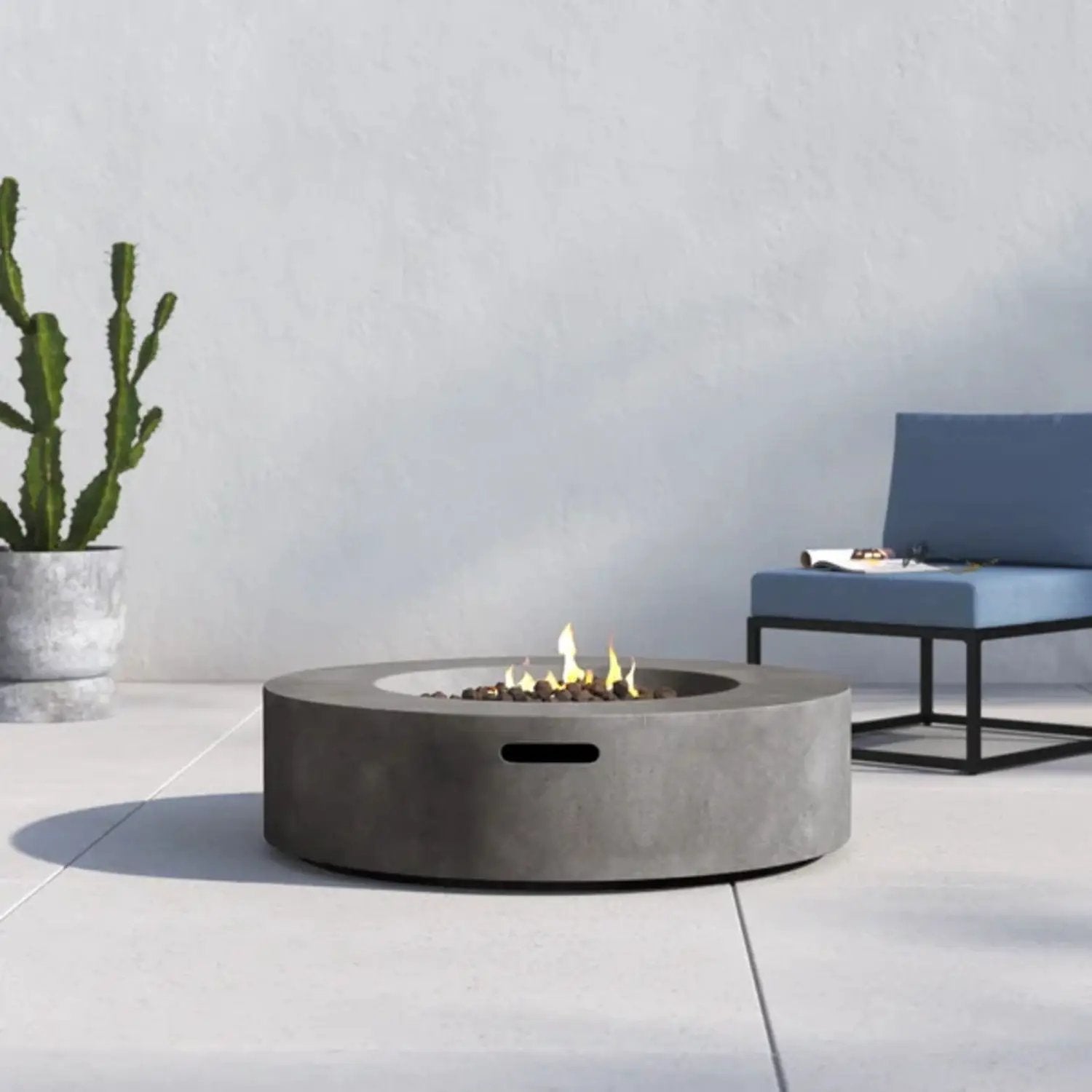Fiber Reinforced Outdoor Fire Pit Table - Black / Gray by HouseOfZazla