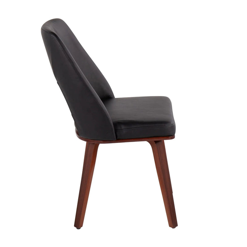 Triad - Mid-Century Modern Upholstered Chair (Set of 2) - Walnut / Black by HouseOfZazla