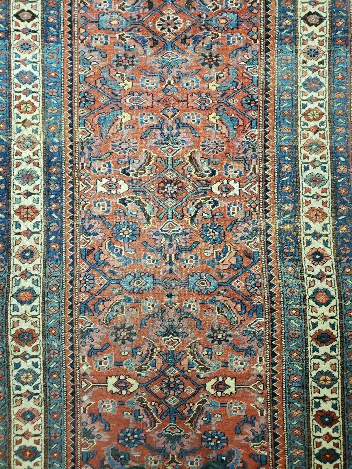 3' 8" X 11' Antique Handmade Turkish Wool Rug Veg Dye Runner Nice Rusted Red by Jewel Rugs