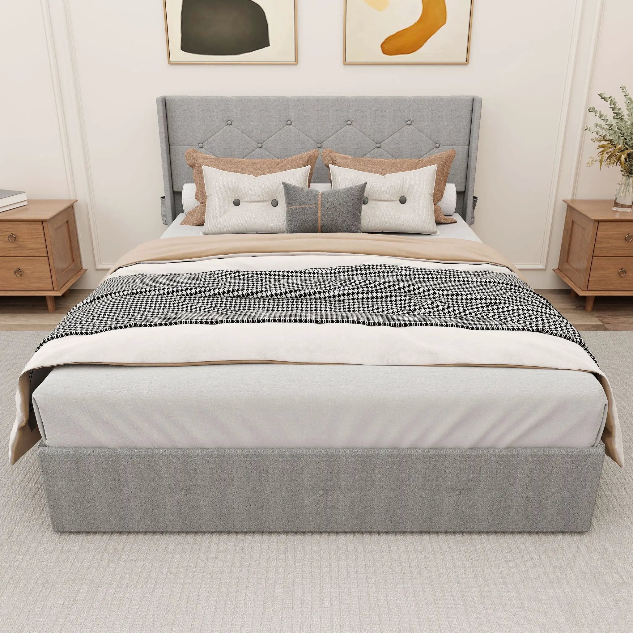 Bed With Gas Lift Storage, USB Ports by Unique Piece Furniture