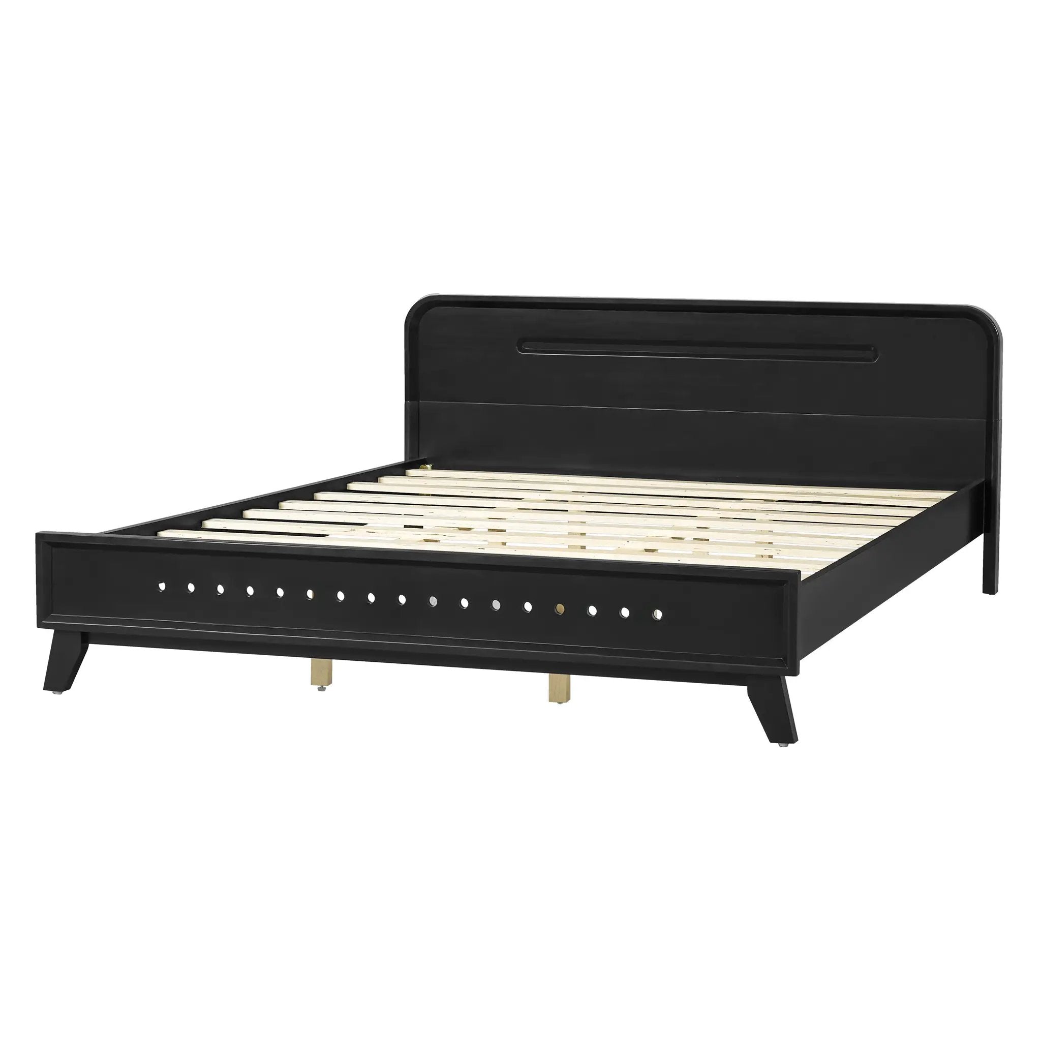 Pine Solid Wood Queen Size Bed, Solid and Stable, No Box Spring Needed by HouseOfZazla