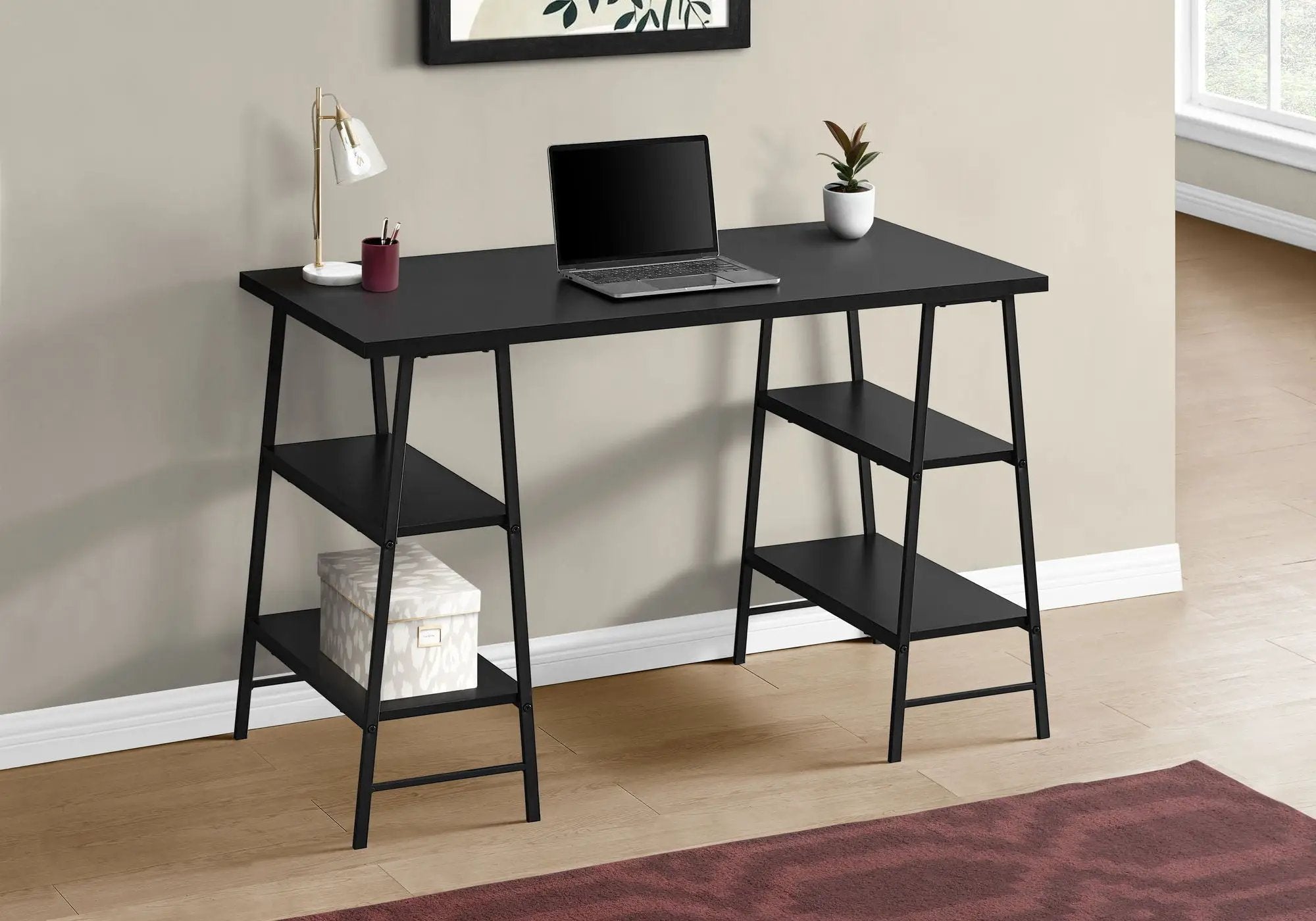 Computer Desk For Home Office, Storage Shelves, Industrial Design by Unique Piece Furniture