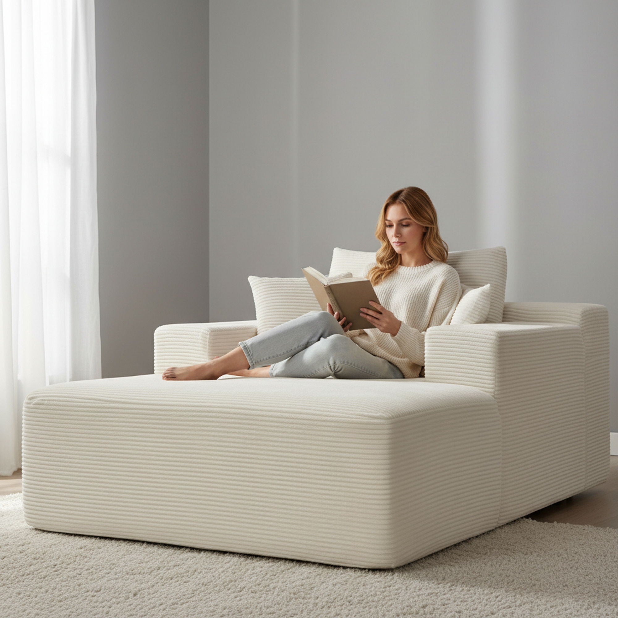 Convertible Chaise Lounge Chair With Wide Armrest & Throw Pillows by HouseOfZazla