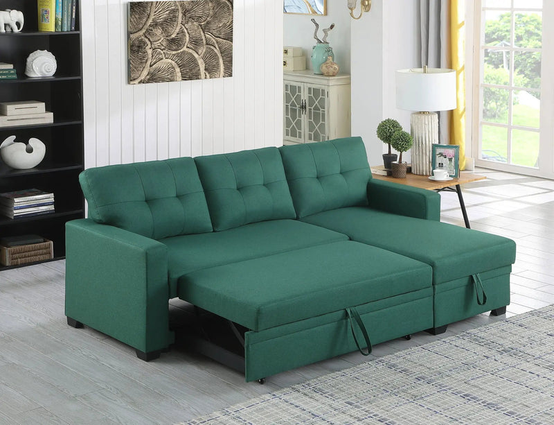 Upholstered Pull Out Sectional Sofa With Chaise by Unique Piece Furniture