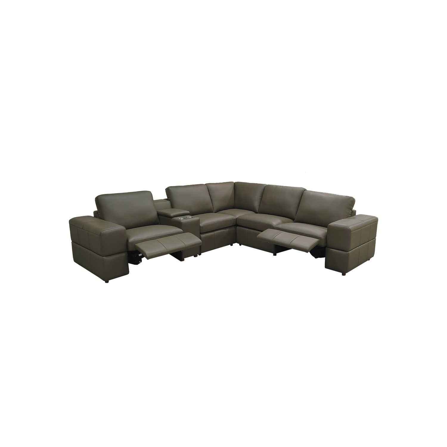 Upholstered Large Arms Sectional With Recliner Seats by Unique Piece Furniture