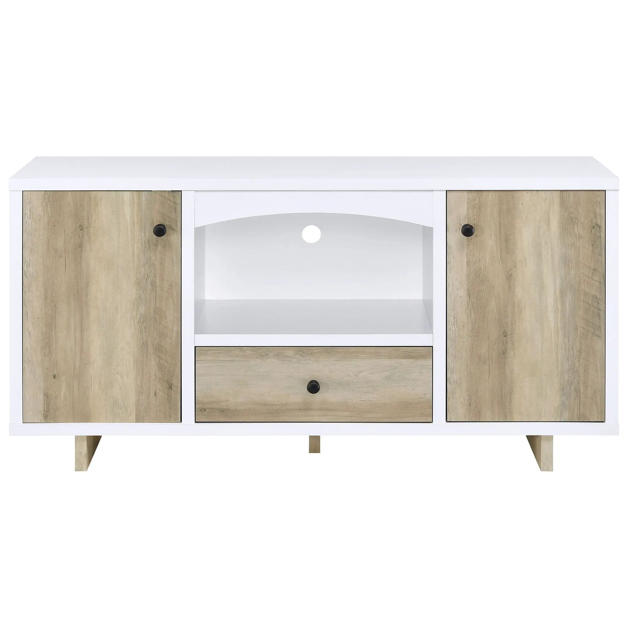 Dalton 2-door Storage Cabinet White and Distressed Pine by Unique Piece Furniture