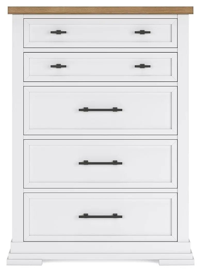 Ashbryn - Five Drawer Chest - White / Natural by Unique Piece Furniture