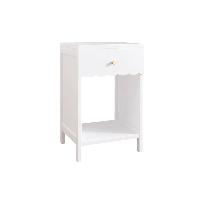 Nightstand With Drawer And Open Shelf, Scalloped Edge Bedside Table by Unique Piece Furniture