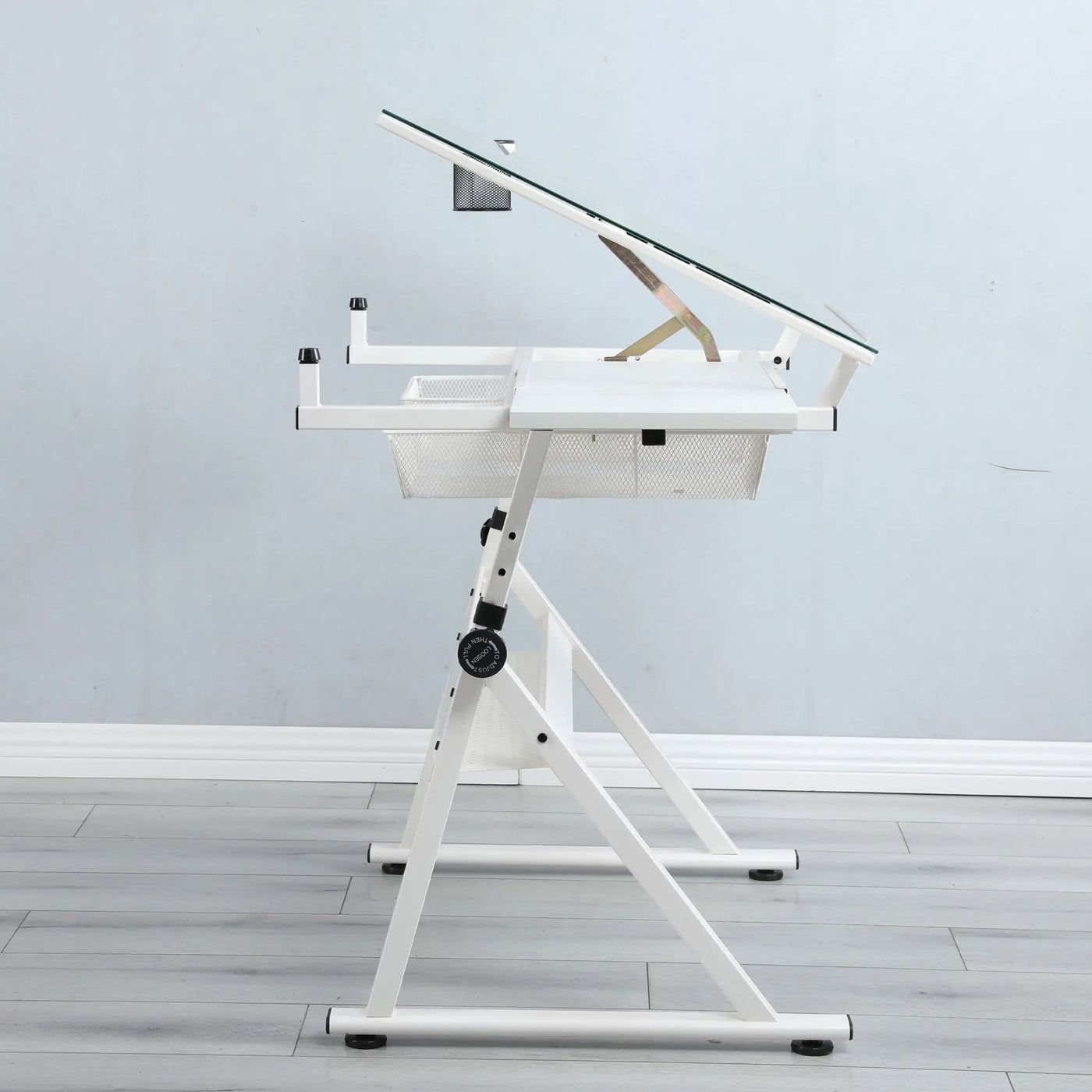 Adjustable Tempered Glass Drafting Printing Table With Chair by HouseOfZazla