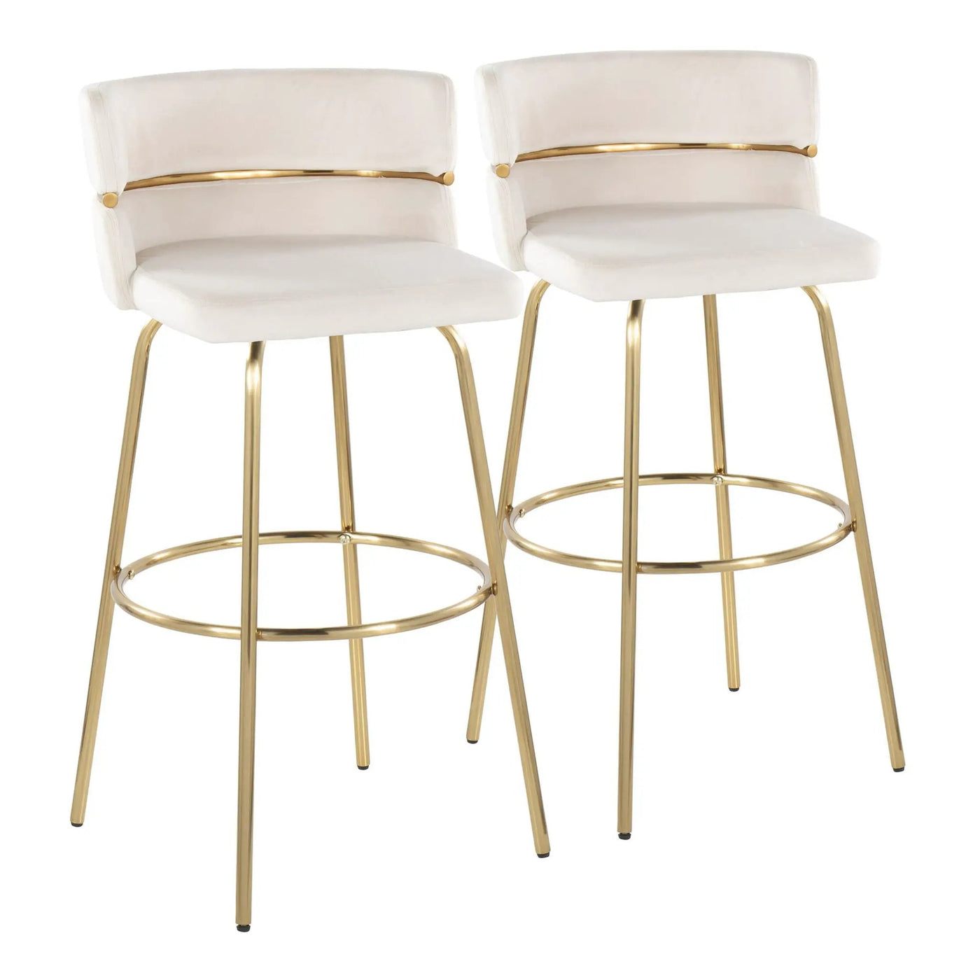 Cinch - Glam / Art Deco Fixed Height Barstool With Swivel With Round Footrest (Set of 2) by HouseOfZazla