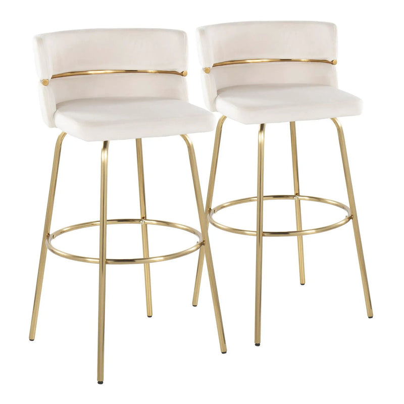 Cinch - Glam / Art Deco Fixed Height Barstool With Swivel With Round Footrest (Set of 2) by Unique Piece Furniture