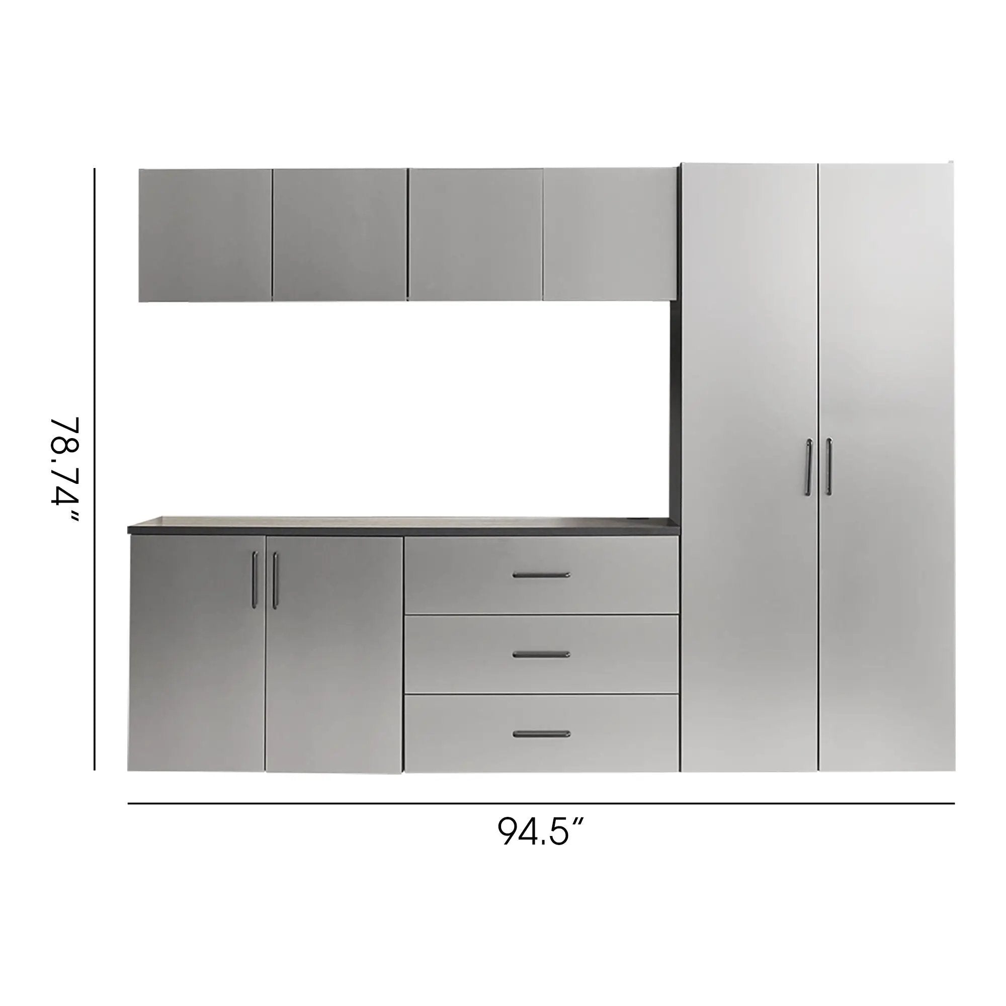 Astro Series - Garage Cabinet Set B With Soft Closing Drawers - Metallic Gray by HouseOfZazla