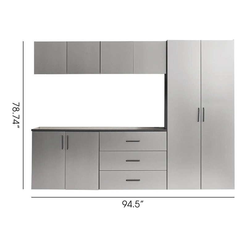 Astro Series - Garage Cabinet Set B With Soft Closing Drawers - Metallic Gray by HouseOfZazla