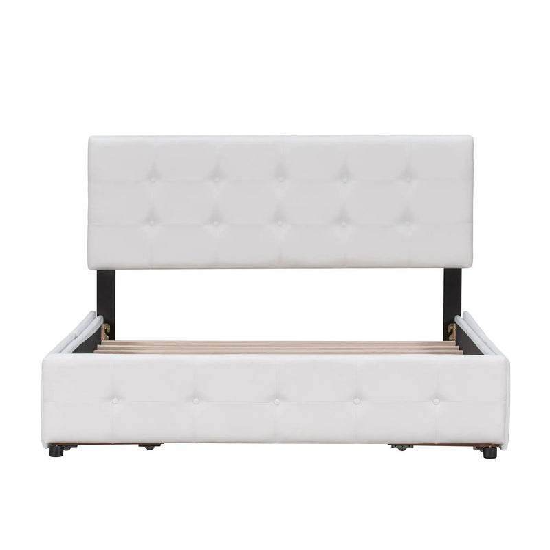 Upholstered Platform Bed With Classic Headboard And Drawers, No Box Spring Needed by HouseOfZazla