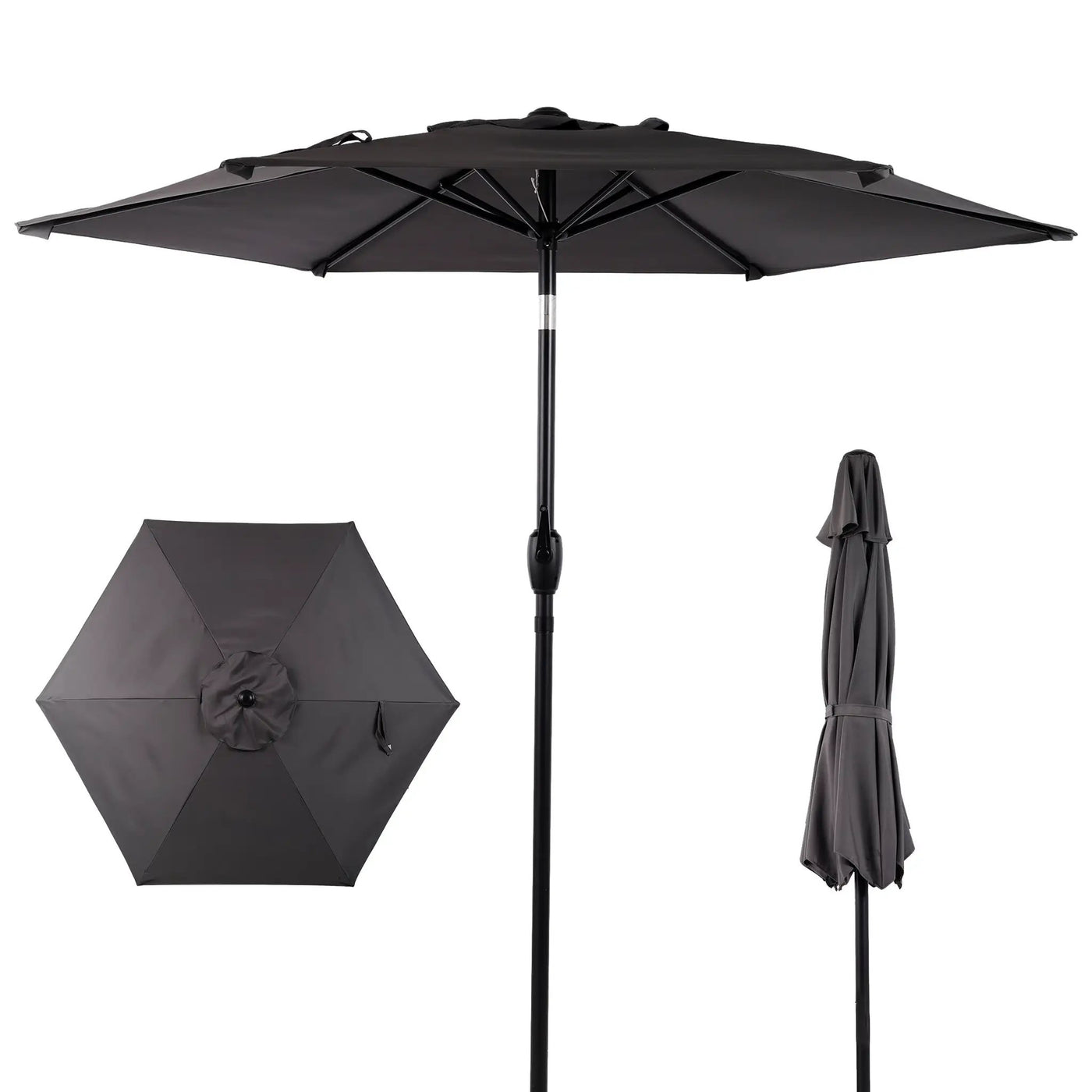 7.5 Ft Patio Umbrella with Push Button Tilt and Crank Mechanism by HouseOfZazla