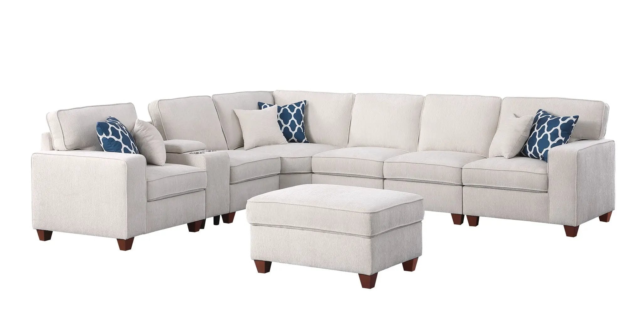 Rene - Sectional Sofa With Ottoman - Beige by Unique Piece Furniture