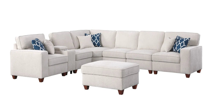 Rene - Sectional Sofa With Ottoman - Beige by Unique Piece Furniture