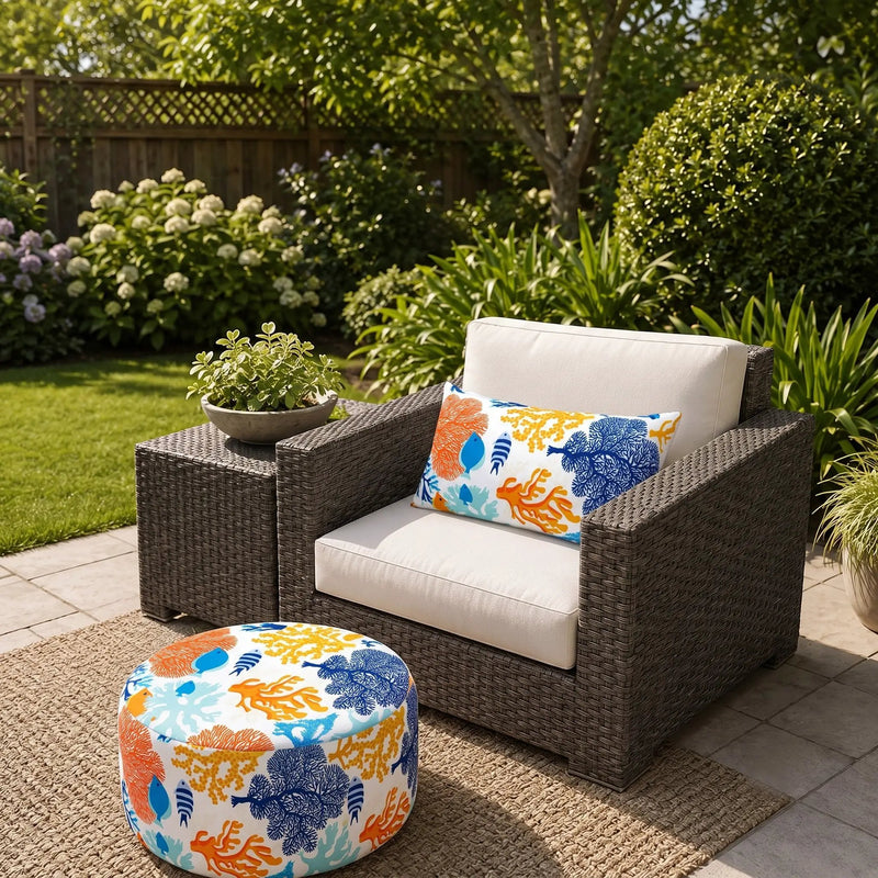 4 Pack Outdoor Lumbar Pillow with Inserts - Ocean Coral by HouseOfZazla