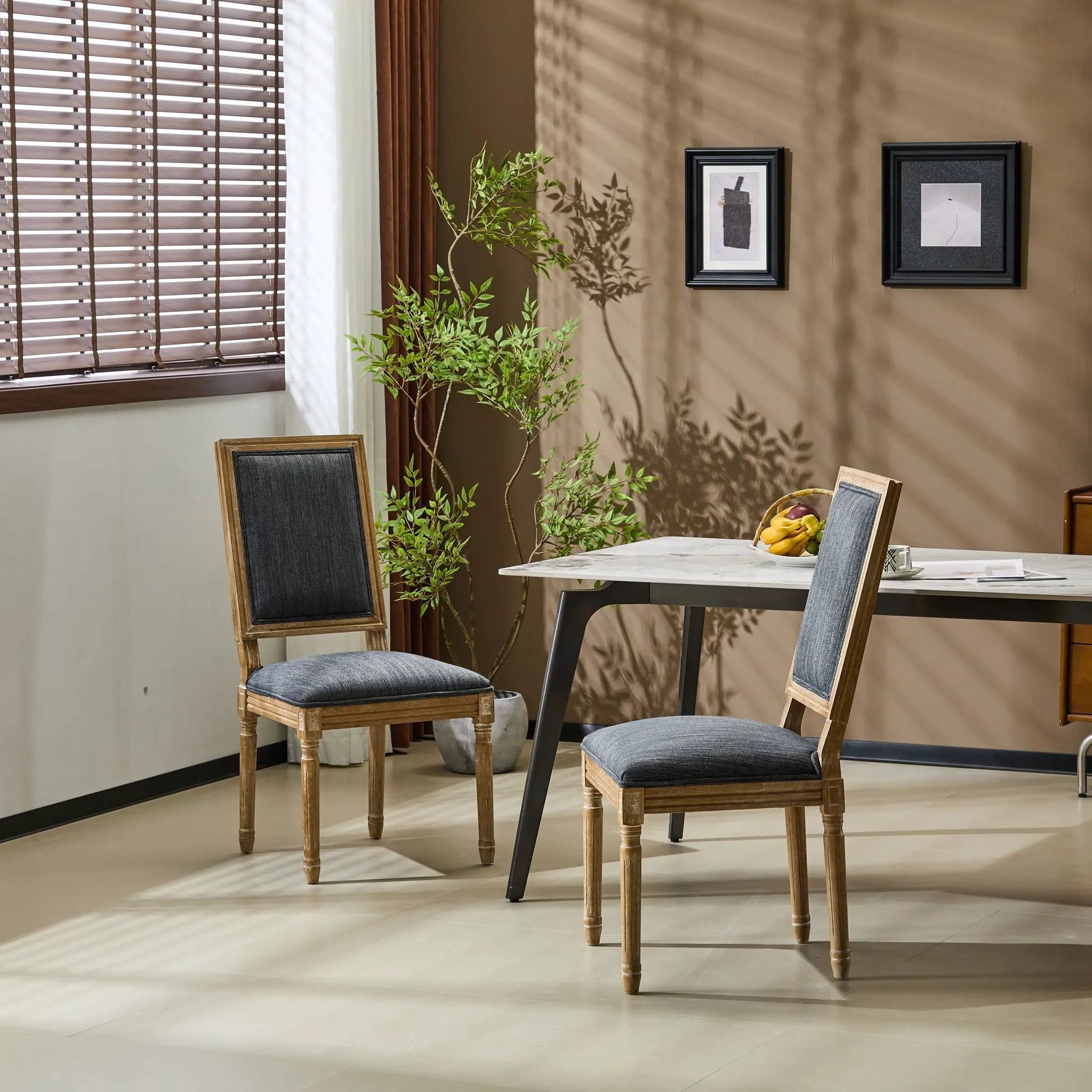 French Country Style Dining Chair With Upholstered Seating And Fluted Legs by HouseOfZazla