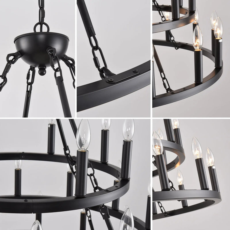 39.37 Inch 3-Tiers Wagon Wheel Chandelier by HouseOfZazla
