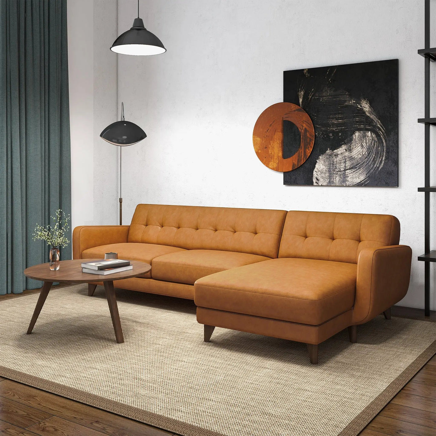 Allison - Mid-Century Modern Sectional Sofa Chaise by HouseOfZazla