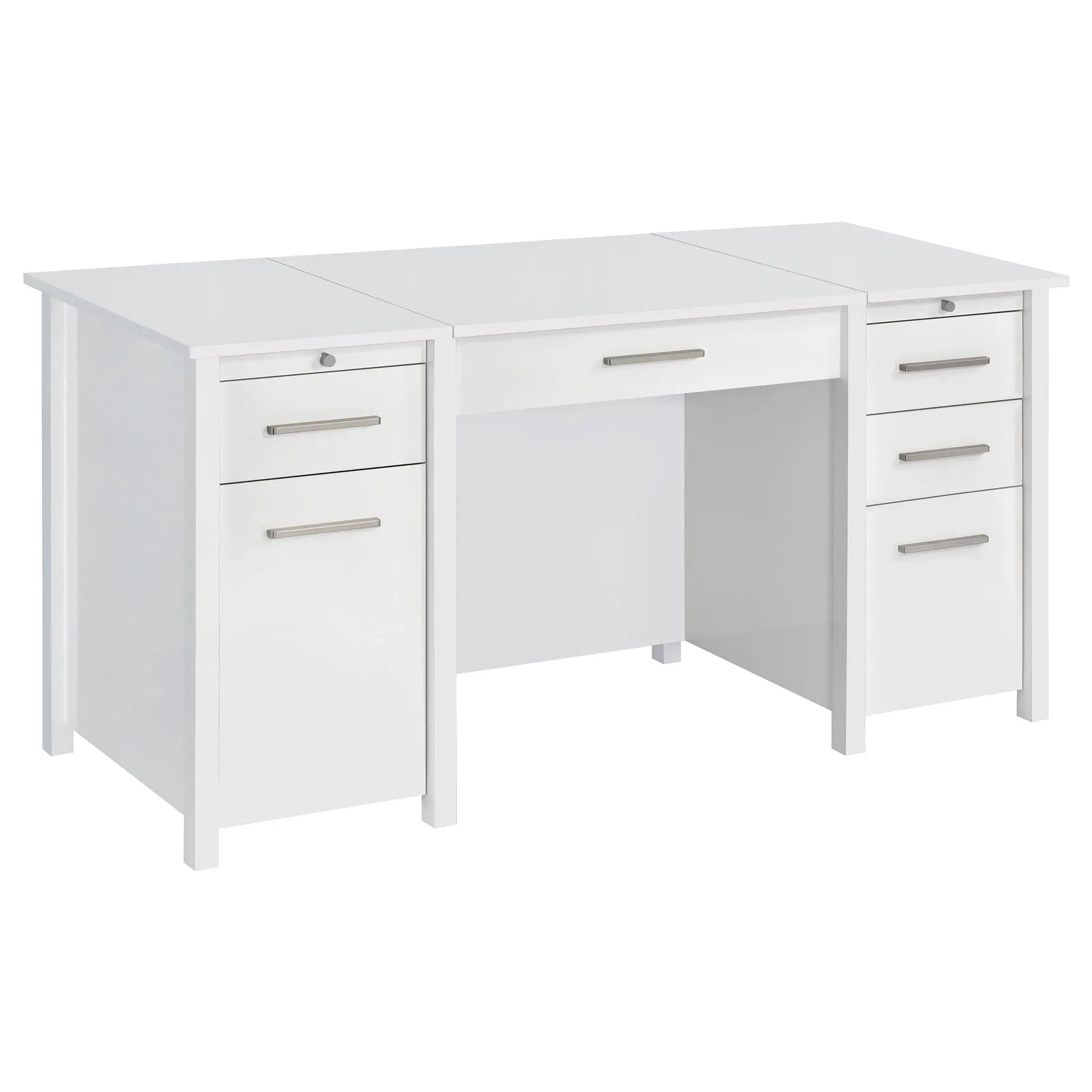 Dylan 60-inch 4-drawer Lift Top Office Desk White High Gloss by Unique Piece Furniture