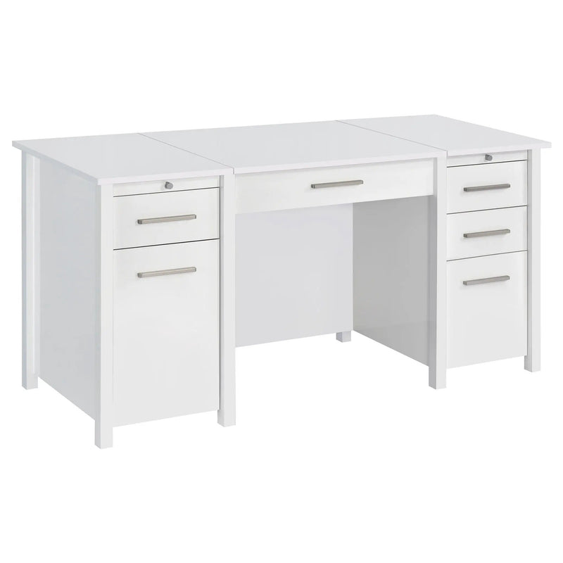 Dylan 60-inch 4-drawer Lift Top Office Desk White High Gloss by Unique Piece Furniture