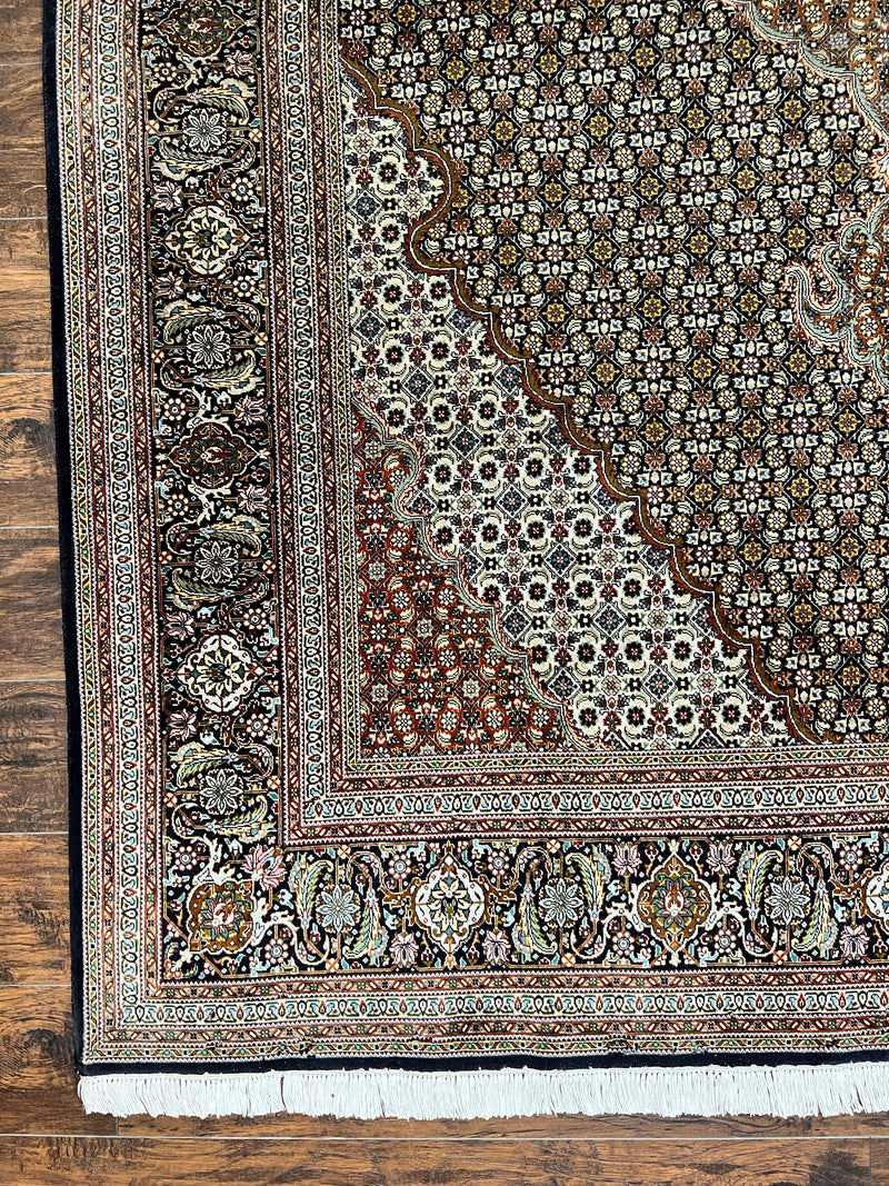 Wonderful Persian Tabriz Rug 7x10 ft, Very Fine 50 Raj 350 KPSI Oriental Carpet, Herati Mahi Pattern, Authentic Hand Knotted Handmade Wool Vintage by Jewel Rugs