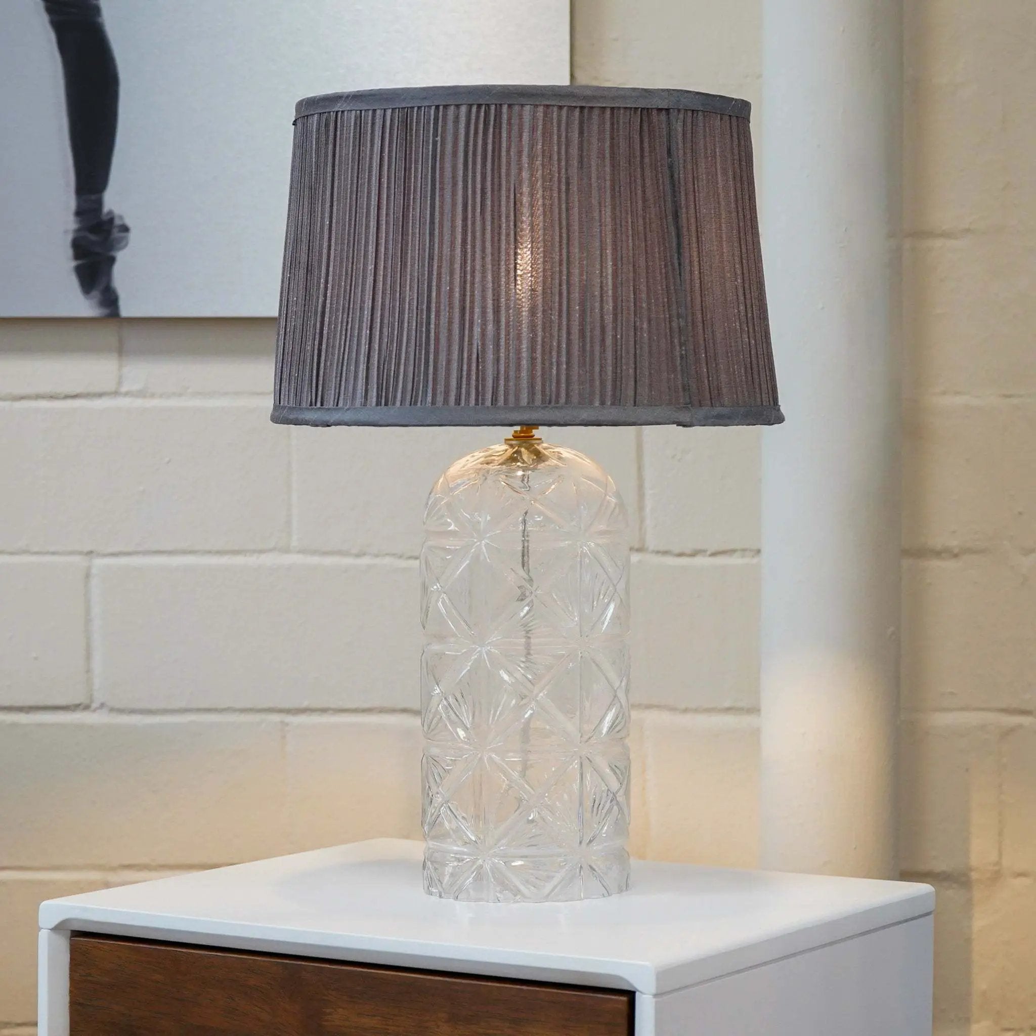 Luxora Decorative Glass Table Lamp with Gold Finish and Grey Shade by HouseOfZazla
