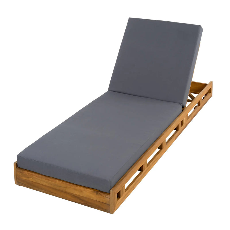 Lounge Chaise Set - Acacia Wood with Water-Resistant Cushions by HouseOfZazla