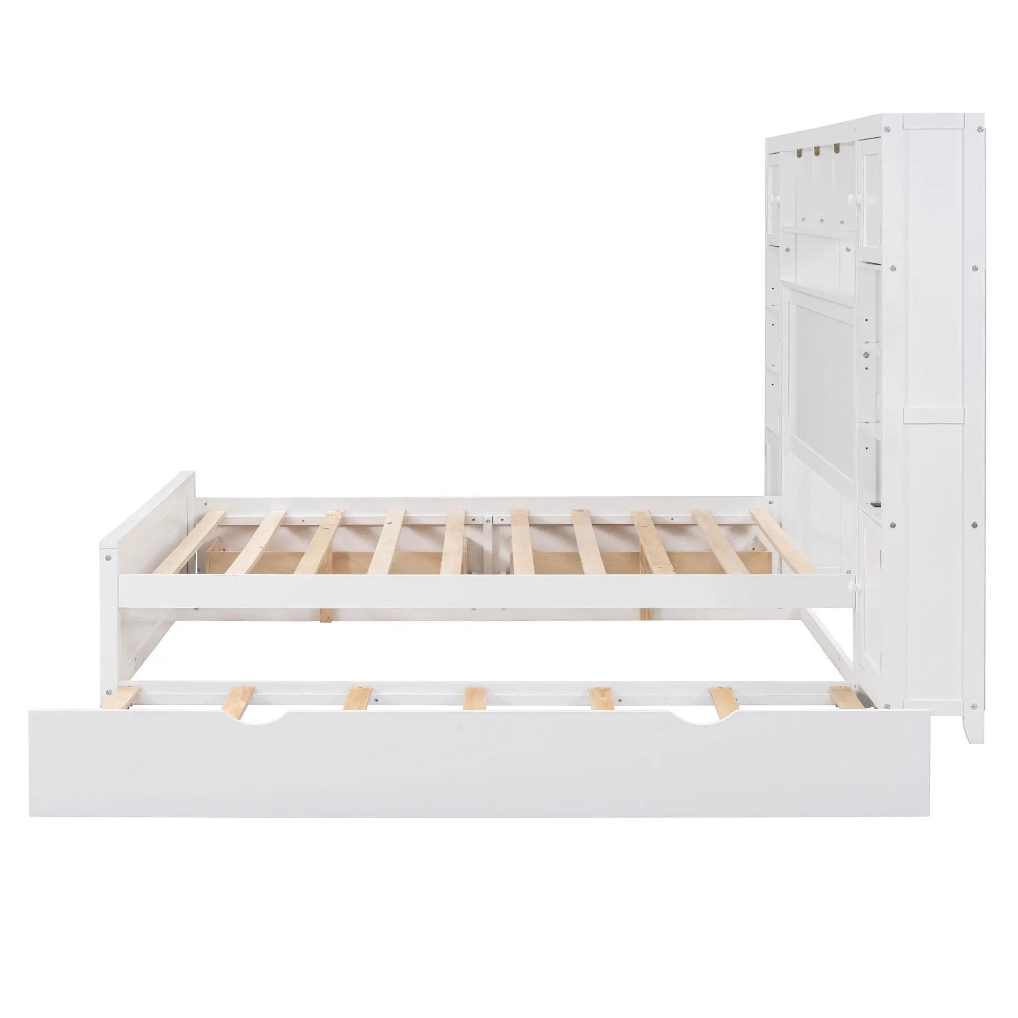 Bed With All In One Cabinet, Shelf And Sockets, Trundle by Unique Piece Furniture