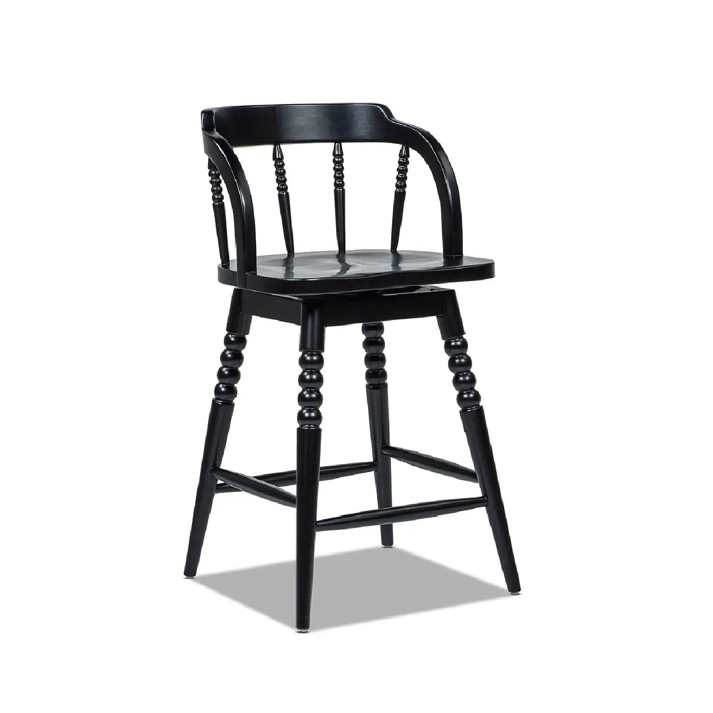 Breda - Turned Bubble Spindle Low Back Counter Stool - Black by Unique Piece Furniture