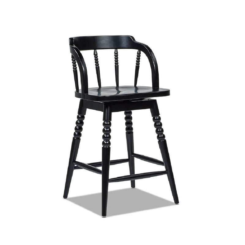 Breda - Turned Bubble Spindle Low Back Counter Stool - Black by HouseOfZazla