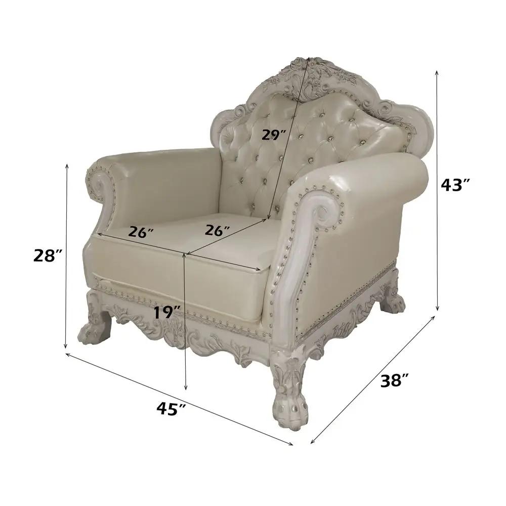 Dresden - Chair With 2 Pillows - Synthetic Leather & Bone White by Unique Piece Furniture