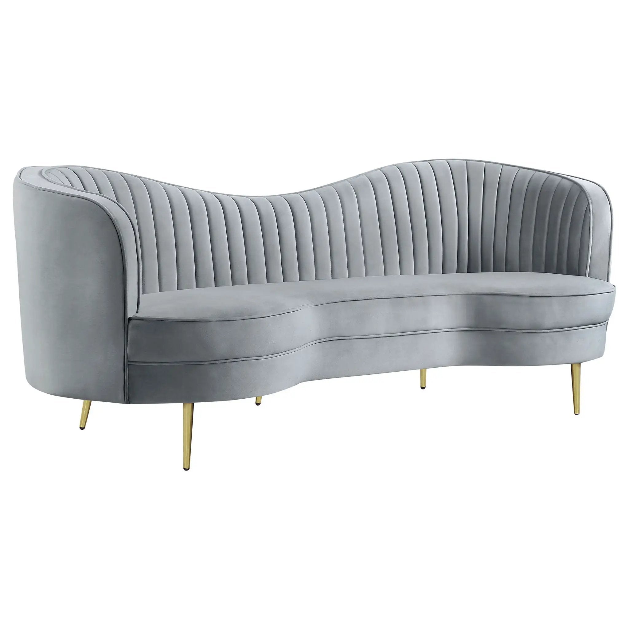 Sophia Upholstered Channel Tufted Sofa Grey by Unique Piece Furniture