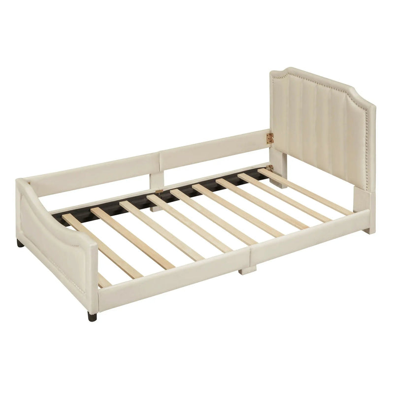 Upholstered Daybed With Classic Stripe Shaped Headboard by HouseOfZazla