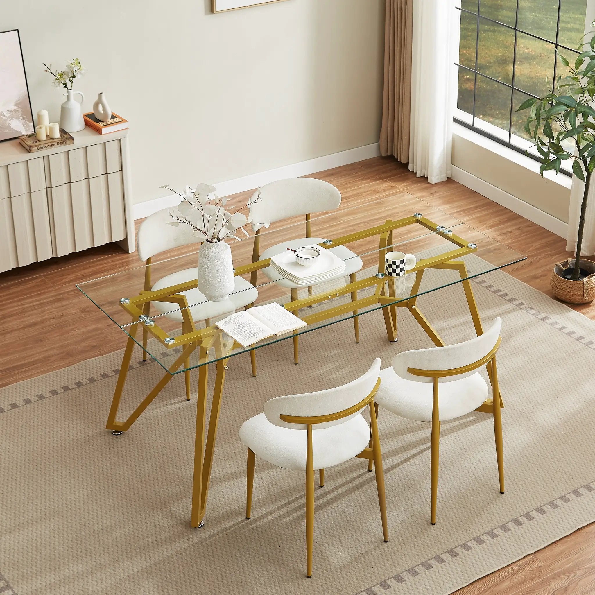 70.9-Inch Rectangular Glass Dining Table by HouseOfZazla