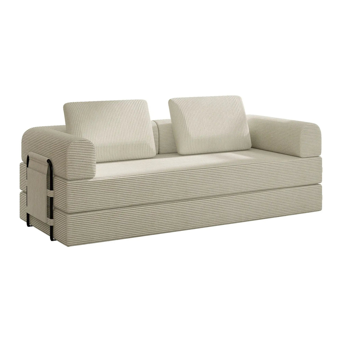 Convertible Sleeper Sofa Bed With Cylindrical Pillow, Fixed Shape Frame by Unique Piece Furniture